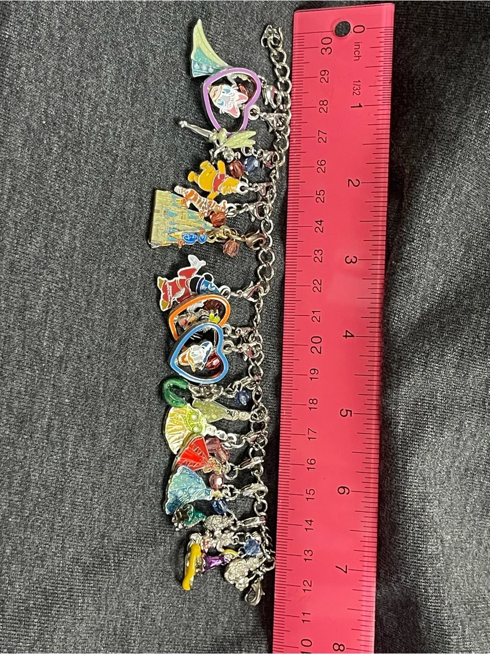Disney Silver-Tone Multicolor Enamel Charm Bracelet